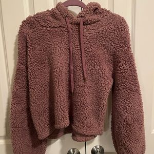 Purple Sherpa Vintage Havana Cropped Hoodie Size Small